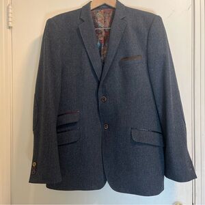 Rare TED BAKER men’s Wool & Silk Blazer Jacket Coat w/unique Details